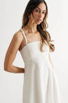 Maiya Ivory Lace Up Back Maxi Dress with Pockets