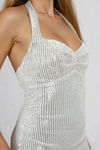 Sparkle On Halter Sequin Mini Dress - Ivory