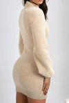 Kamila Fuzzy Sweater Mini Dress - Khaki