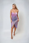 Shimmer Curve Sequin Mesh Midi Dress - Lavender