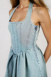 Out & About Denim Halter Mini Dress - Light Denim