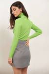 At First Lime Turtleneck Ribbed Knit Top