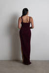 All Over Me Maroon Corset High Side Slit Maxi Dress