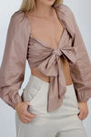 Make them Blush Puff Shoulder Blouse - Mauve