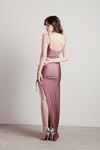 What A Night Mauve High Slit Ruched Bodycon Maxi Dress