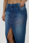 Everyday Shine Front Slit Denim Maxi Skirt - Medium Wash Denim