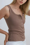 Cool Edge Ribbed Tank Top - Mocha