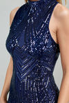 Happy Hour Open Back Sequin Midi Dress - Navy