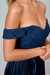 Love on Top Sweetheart Pleated Midi Dress - Navy 