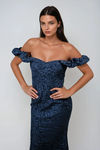Pretty As Ever Jacquard Floral Maxi Dress - Navy