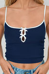 Sweet Tease Cutout Bow Cami Top - Navy