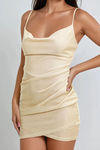 Elexo Metallic Cowl Neck Mini Dress - Nude