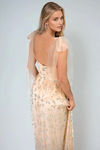 Shine Like This Deep V Glitter Maxi Dress - Nude Silver