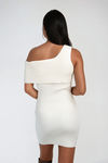 Whisper Curve One Shoulder Sweater Mini Dress - Oatmeal