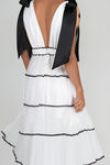 All Mine Satin Deep V Maxi Dress - Off White