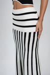 Stripe It Right Knit Maxi Skirt - Off White/Black