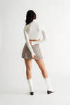 Campfire Cozy Off White Long Sleeve Turtleneck Crop Top