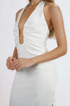 Celestial Dream Halter Plunge Maxi Dress - Off White