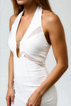 Eyes Closed Mesh Hook Midi Dress - Off White