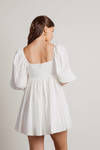 Fairy Dust Off White Puff Sleeve Babydoll Mini Dress