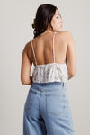 French Rose Off White Floral Lace Cami Crop Top