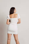 Guess At It Off White Lace-Up Bodycon Mini Dress