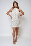 Heaven Sent Lace Feather Mini Dress - Off White