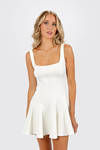 Lilianna Off White Sleeveless Flare Short Dress