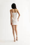Malorie Off White Ruched Tied Mini Dress
