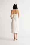 Rosalie Off White Linen Front Tie Midi Dress