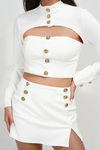 Run The Show Bolero Crop Top and Mini Skirt Set - Off White
