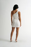 Sneak Peek Off White One Shoulder Ruched Bodycon Dress