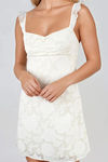 Sweetheart Muse Ruffle Lace Up Back Mini Dress - Off White