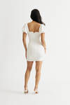 Umi Off White Sweetheart Puff Sleeve Bodycon Mini Dress