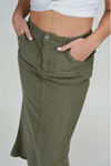 Free Spirit Flared Maxi Skirt - Olive
