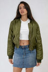 Fresh Vibes Cropped Bomber Jacket - Olive