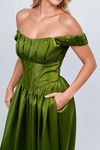 So Into You Ruched Bust Corset Maxi Dress - Olive