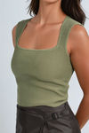 Take the Leap Ribbed Tank Top - Olive