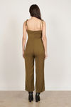 Waste No Time Olive Cropped Jumpsuit