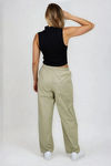 Wide Zip Vibe Drawstring Pants - Olive
