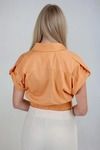 Citrus Charm Collared Crop Top - Orange