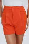 Polished Ease Pleated Shorts - Orange
