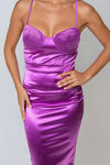 Pretty Please Satin Bustier Midi Dress - Orchid