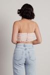 Let Me Know Oval Print Peach Handkerchief Ruched Crop Tank