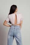 Body And Soul Pink Satin Tie Crop Top