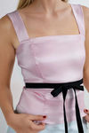 Sweet Serenade Satin Top - Pink