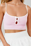 Sweet Tease Cutout Bow Cami Top - Pink