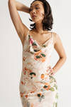What A Day Pink Floral Satin Cowl Neck Midi Slip Dress