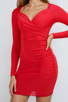 Dangerous Kiss Off Shoulder Long Sleeve Mini Dress - Red