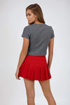 Daring Chic Pleated Buckle Skort - Red